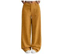 Generisch Cordhose Damen Weites Bein High Waist Chino Hosen Locker Stoffhose Baggy Damen Braun Cord Hose Herbst Winter Bequem Culotte Einfarbig Freizeithosen Braune Cordhose Damens