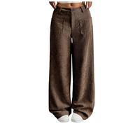 Generisch Cordhose Damen Weites Bein High Waist Chino Hosen Locker Stoffhose Baggy Damen Braun Cord Hose Herbst Winter Bequem Culotte Einfarbig Freizeithosen Braune Cordhose Damens