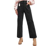 Generisch Cordhose Damen Weites Bein Hosen Damen Elegant High Waist Freizeithose Cord Hose Mit Taschen Winterhose Warm Stoffhose Mit Knopfleiste Pants Casual Damenhosen Einfarbig Cordhosen