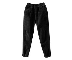 Generisch Cordhose Damen Weites Bein Hosen Stoffhose mit Gefüttert Thermohose Elastische High Waist Freizeithose Lang Casual Winterhose Warme Locker Hose Winter Jogginghose mit Taschen