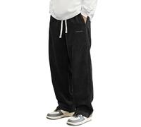 Generisch Cordhose Herren Baggy Japanische Hose Herbst Winter Haremshose Casual Lockere Männer Cord Hose mit Kordelzug Elastischer Taille Geradem Bein für Training Y2K Streetwear