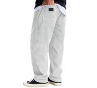 Generisch Cordhose Herren Baggy Japanische Hose Winter Haremshose Casual Lockere Männer Cord mit Kordelzug Elastischer Passform Seitentaschen Freizeit Sport Alltag (Weiß, XXXXXL)