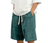 Generisch Corduroy Shorts Kurze Hosen Herren Stretch Baumwolle, Sommer Jogginghose mit elastischer Taille & Taschen, bequeme Bermuda Freizeitshorts, lässige Cord Shorts für warme Tage