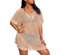 Generisch Cover Up Strandkleid - Damen Übergröße Badeanzug Überwurf Kurzarm Strandkleid