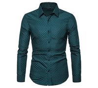 Generisch Cowboy-Style Langarmhemd Denim Shirt Herren Freizeithemd Business Casual Western Kent-Kragen Langarmshirt Weiß Navy Blau Baumwolle