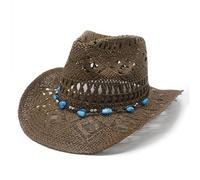 Generisch Cowboyhut Herren, Strohhut Unisex Damen & Herren Strand Anglerhut Großen Kopf Sonnenhut Luftig Sommerhut Fischerhut Atmungsaktiv Westernhut Farmerhut Breite Krempe Festival Cowboyhut