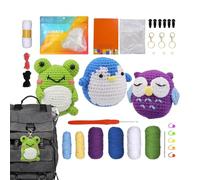 Generisch Crochet Kit for Beginners, Animal Crochet Kit, Purple/Blue/Knitting Starter Set, Compact Easy Embroider Tools, Reusable Complete Knit Learner Equipment for Kids