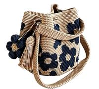 Generisch Crochet Purse - 30 * 25 * 15cm Boho Crochet Handmade Flower Pouch | Flower Tote Bag | for Beach Towel Bag Swim Boating Cruise Vacation Travel Summer Gym Lunch Shower Wet Dock Sand Boat