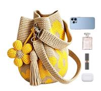 Generisch Crochet Purse - Handmade Boho Flower Pouch | Flower Tote Bag | Beach Travel Handbag | Summer Boho Carry Bag | Vacation Swim Gym Utility Pouch Cruise Boat Beach Sand Wet Use Storage