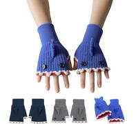 Generisch Crochet Shark Fingerless Gloves,Cute Shark Design Women Knit Thermal Warm Glove,Unisex Ocean Themed Half-Finger Gloves