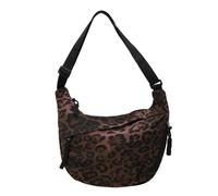 Generisch Crossbody Bag Damen Halbmond Tasche Moon Umhängetasche,Nylon Crossbody Bag Damen,Leopard Hobo Tasche mit Verstellbarer Schultergurt,für Frauen Herren Arbeit Büro Reise Einkauf(Coffee)