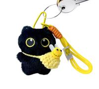 Generisch Cute Cat Charm - Portable Kitty Keychain, 3.94 Inches Animal Keychains for Girls Boys Teens, Black Cat Plush Keychain, Bag Ornament, Animal Keyring for Bags Purses Wallet