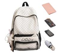 Generisch Cute Nylon Backpack - Kawaii Italian Style | Star Pendant | 7.48x5.51x16.54 In / 440g Lightweight Nylon & PVC, Includes Star Pendant Decor, Large Capacity Laptop Compartment, For School