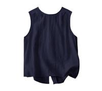 Generisch Damen Basic Tank Tops In Unifarbe Mit Integriertem Brust-Bh Sommer Locker Shirt Top Blusen Ärmellos Tanktops Frauen Sexy Bluse Tanktop Trägershirt Schwarzes Marine XL