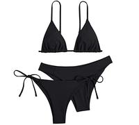 Generisch Damen Bikini Set bauchweg Bikini Damen Set Bauch Weg Sexy Mit Bügel Push Up Bikini-Damen Oberteil Rosa Triangel Bügelbikini Bauchweg Rot Bikini-Sets Für Mollige Schwarz M