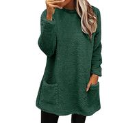 Generisch Damen Black Friday Pullover Lang Teddy Fleece Flauschig Pulli Weich Winter Warm Sweatshirt Langarm Fleecepulli Plüsch Tops Oberteile Mit Taschen Angebote 2024