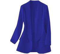 Generisch Damen Blazer Elegant Revers Anzugjacke Vorne Offen Strickjacke Einfarbig Schlank Business Langarm Bürojacke Stilvolle Mäntel für Hochzeit Arbeit Büro Königsblau XL