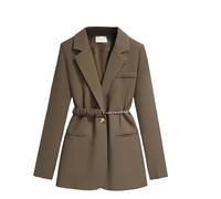 Generisch Damen Blazer mit Gürtel, Vorne Offen, Langärmelig, für Die Arbeit, Büro, Strickjacke, Elegant, Formelle Mäntel, Anzugjacken, Modische Arbeitskleidung, Blazer für Damen, Braun, L