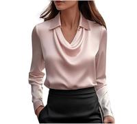 Generisch Damen Bluse Sexy Sommer Damenblusen Mode Langarmshirt Elegante Oberteile Lässig Longbluse Baumwolle V-Ausschnitt Locker Blusenshirt Bequeme Tuniken Einfarbig Casual Oversize Sommershirts