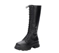 Generisch Damen Boots Winter Elegant Dicke rutschfest Kniehohe Stiefel Bequem Gefüttert Leather Gummistiefel Minimalistisch Wasserdicht Breite Füße Weitschaftstiefel Western Cowboy Stiefel