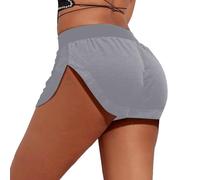 Generisch Damen Booty-Yoga-Shorts Samt, hohe Taille, Pole Dance, Hotpants, Fitnessstudio, Workout, aktive Slim Fit, Rave-Shorts, Unterteile (Grey, XXXXXL)