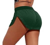 Generisch Damen Booty-Yoga-Shorts Samt, hohe Taille, Pole Dance, Hotpants, Fitnessstudio, Workout, aktive Slim Fit, Rave-Shorts, Unterteile (Green, M)