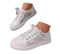 Generisch Damen Dirndl Schuhe und Trachten zum Kleid bei Oktoberfest Festival und Freizeit Freizeitschuhe mit Spitze Blumen elegant bequem flach atmungsaktiv im Sommer als Plateau Sneaker