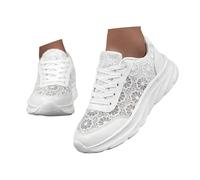 Generisch Damen Dirndl Schuhe und Trachten zum Kleid bei Oktoberfest Festival und Freizeit Freizeitschuhe mit Spitze Blumen elegant bequem flach atmungsaktiv im Sommer als Plateau Sneaker