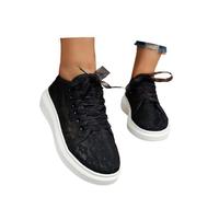 Generisch Damen Dirndl Schuhe und Trachten zum Kleid bei Oktoberfest Festival und Freizeit Freizeitschuhe mit Spitze Blumen elegant bequem flach atmungsaktiv im Sommer als Plateau Sneaker