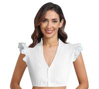 Generisch Damen Dirndlbluse Spitze Trachten Dirndlbluses Kurzarm Oktoberfest Dirndlblusen Halbarm Tracht Bluse Dirndl Bluse Spitze Weiß S-6XL