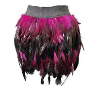 Generisch Damen Europäischer Amerikanischer Bühnenrock Mit Federn Kurzes Frühlingsfest Partykleid Elegant Auffällig Modisch (XXL)