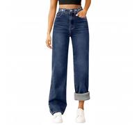 Generisch Damen Fleece Gefüttert Jeans Gerades Bein Winter Thermo Flanell Warm Denim Damen-Jeanshosen Jeanshose Jeanshosen Baggy High Waist Skinny Low Rise Weites Damenjeans