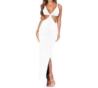 Generisch Damen Glitzer Kleid Sexy 70er Jahre Kleid Mit V-Ausschnitt Und Langärmliges Ballkleid Lockerepartykleid Vintage Wickelkleid Faschingskostüme Für Den Karneval