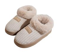 Generisch Damen Herren Cord Mokassin Hausschuhe Winter Warm flauschige Pantoffeln Weiche Bequeme Flache Rutschfeste Dinorara Slippers Z0 Khaki 45