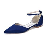 Generisch Damen Hochzeitsschuhe Mit 2,5 cm Blockabsatz Brautschuhe Spitze Form Knöchelriemen Elegante Wedding Shoes Für Hochzeit Standesamt Festliche Anlässe,Dark Blue,39 EU