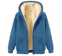 Generisch Damen Hooded Sweatjacke mit Reißverschluss Herbst Winter Basic Zip Hoodie Langarm mit Fleece-Futter Warme Casual Kapuze Jacke Teddyfleece Hoody Sweatshirt Oberteile Pullover