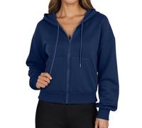 Generisch Damen Hoodie Mit ReißVerschluss - Kurzes Langarm Kapuzen Sweatshirt mit durchgehenden Reißverschlüssen Hohen Taschen für Damen im Alltag Büro Urlaub
