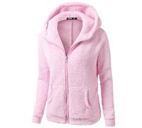 Generisch Damen Hoodie mit reißverschluss,Teddy Fleece Jacke Rosa Fleecejacke mit Kapuze Thermo Kuschelige Flauschige Sweatjacke Wollfleece Pulli Plüschjacke Fliesjacken Für Frauen Winter Bekleidung