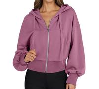 Generisch Damen Hoodie, Sweatjacke Damen Mit Kapuze, EIN Kurzes Langärmliges Kapuzen Sweatshirt Mit Hohen Taschen Und Durchgehenden Reißverschlüssen Für Damen