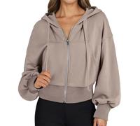 Generisch Damen Hoodie, Sweatjacke Damen Mit Kapuze, EIN Kurzes Langärmliges Kapuzen Sweatshirt Mit Hohen Taschen Und Durchgehenden Reißverschlüssen Für Damen