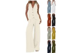 Generisch Damen Hosenanzug Elegant Business Anzug Blazer Hose 2-teilig Set Zweiteiler Slimfit Hosen + Weste Mode 2 Teiler Festlich Sportlich Streetwear Formal Festlicher Suit Einfarbig Outfit Sets