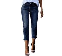 Generisch Damen Jeans Bootcut Capri Sommer 3/4 Jeanshose Kurze Caprihose High Waist Sommerjeans Skinny Fit Hohe Taille Denim Hose Sommerhose Leicht Ripped Jeanshosen Must Have