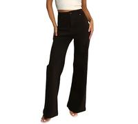 Generisch Damen Jeans Weite Beine Dehnbare Bootcut Denim-Hose Niedrige Taille Hohe Taille Alltag Hose mit Taschen Kaffee S