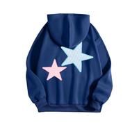Generisch Damen Kapuzenpullover mit Rückenprint Baggy Teenager Mädchen Sweatshirt Einfarbig Kapuzenpulli Langarmshirt Y2k Hip Hop Hoodie Langarm Hooded Sweat für Sport Fitness Outdoor Übergangsjacke