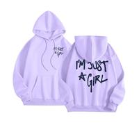 Generisch Damen Kapuzenpullover mit Rückenprint Leichte Hoodie Casual Teenager Mädchen Sweatshirt Bluse Basic Sweatshirts Langarmshirt Langarm Hooded Sweat Übergangsjacke Streetwear