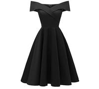 Generisch Damen Kleider EIN-Wort-Kragen Sexy Tailliertes Midikleid übergroßem Saum Cocktailkleid Festliche Kleider Abendkleid Einfarbig Vintage Retro übergroßem Saum Brautjungfernkleid