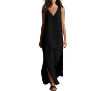 Generisch Damen Kleider, Maxikleid Damen Sommer, Ärmelloses Locker Geschnittenes Freizeitkleid Mit V Ausschnitt Weichem Atmungsaktivem Material Langes Kleid Für Jeden