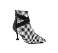 Generisch Damen Knöchelstiefel Patchwork Leopard Hahnentritt Denim Kitten Heels Spitz Bequem rutschfest Strapazierfähig Für Party Abend Straße Mode,Schwarz,47 EU