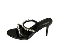 Generisch Damen Kristall Verzierte Riemen Quadrat Zehen Stiletto Mules Sandalen