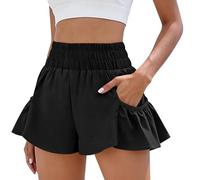 Generisch Damen Kurze Hosen Sommer Damen Shorts Gerade Elegant Einfarbiges Sommerhose Hohe Taille Baumwolle mit Elastischem Leinenhose Short Kordelzug Badeshorts